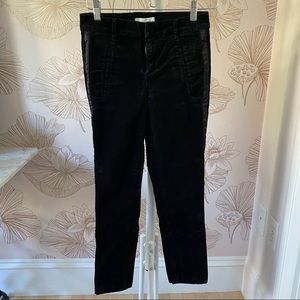 Loft black velvet pants with tuxedo stripe